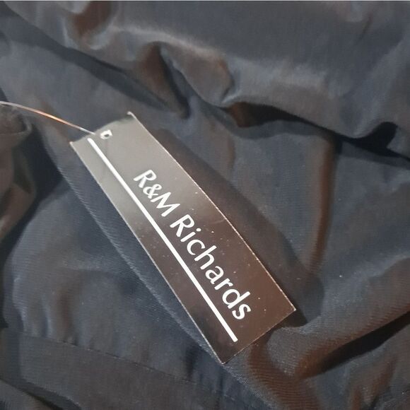 R&M Richards Dress Womens Size 8 Black Short-Sleeve Faux-Wrap Waist Embellished - Picture 6 of 7